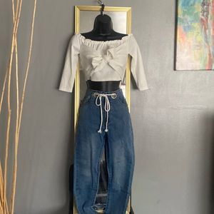 High Waist "Shoe String Jeans"